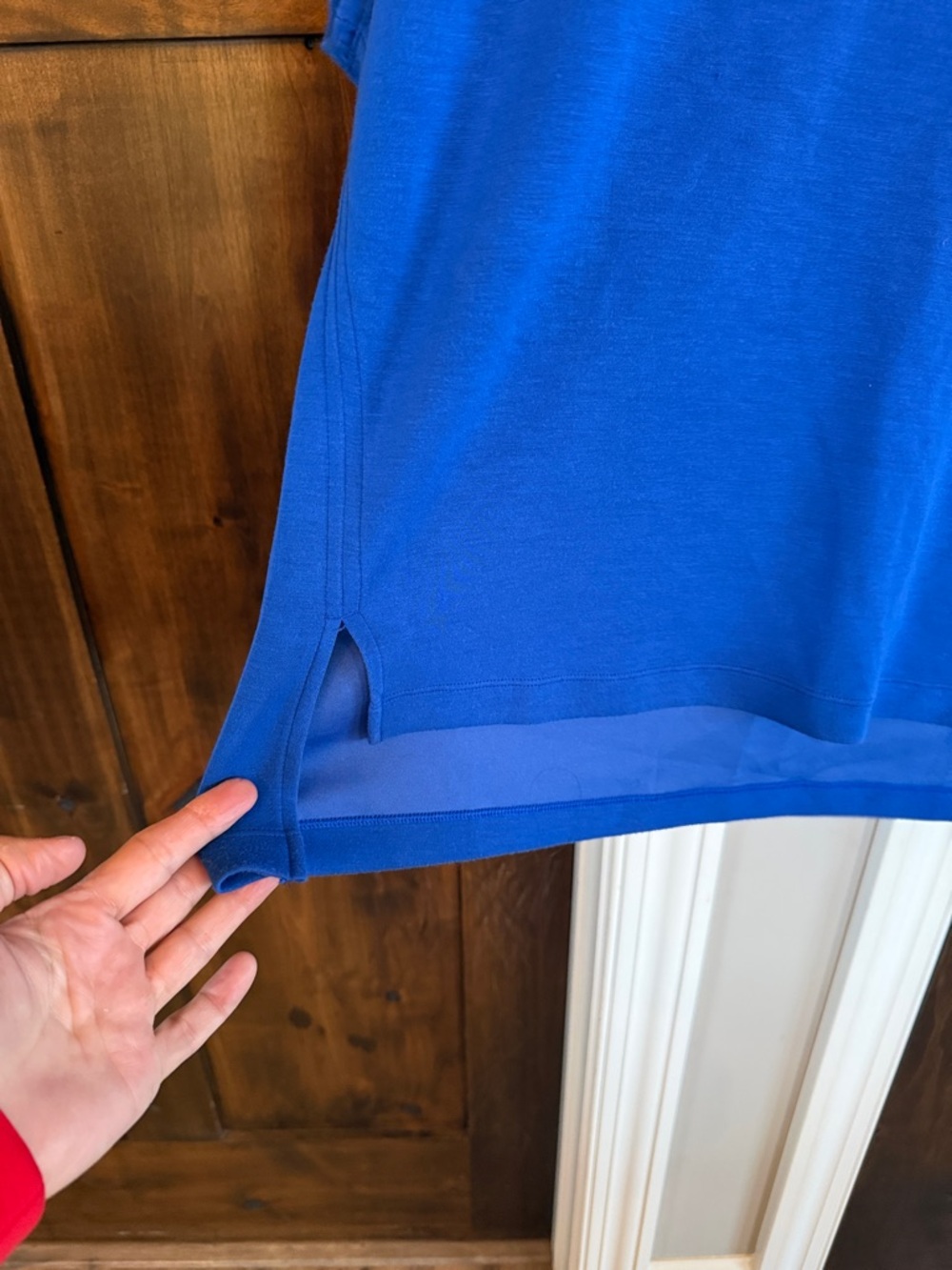 Spanx AirEssentials Cobalt Blue Boxy Short Sleeve Tee L - Picture 2 of 4